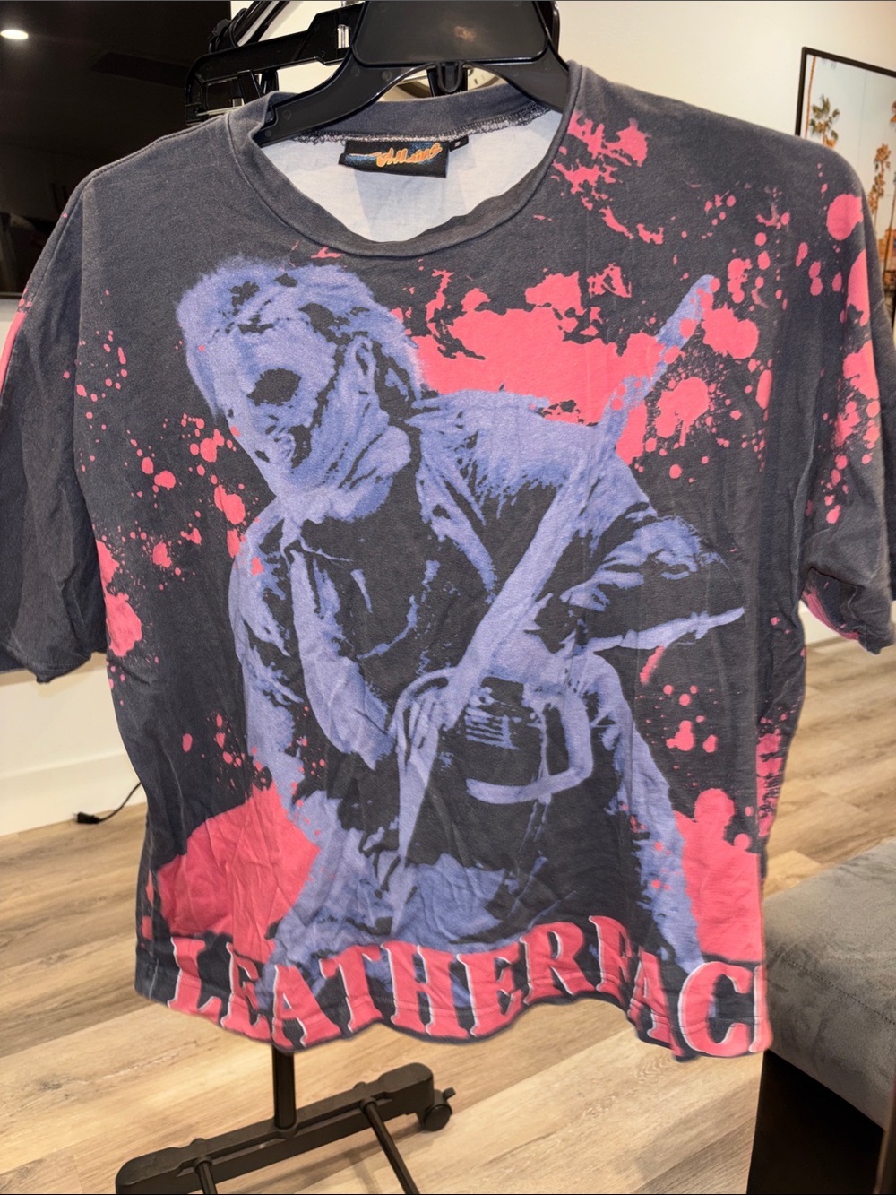 Leatherface Texas Chainsaw Massacre Black Graphic Tee Horror boxy tee S